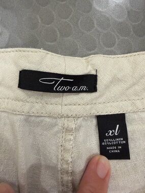 Men's Beige draw string Linen-Cotton Chinos - XL